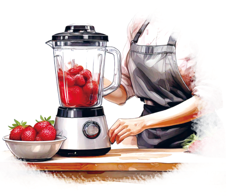 イチゴをミキサーにかけて作ったフレッシュピューレ