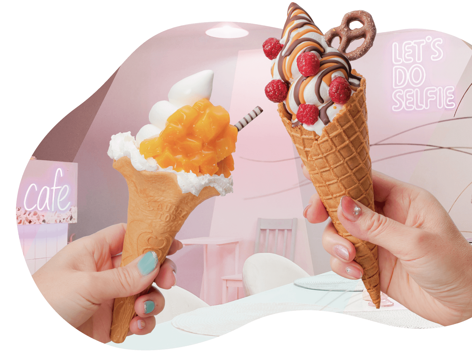 コーンが選べる、食べ歩きを楽しむパフェコーンパフェメニュー