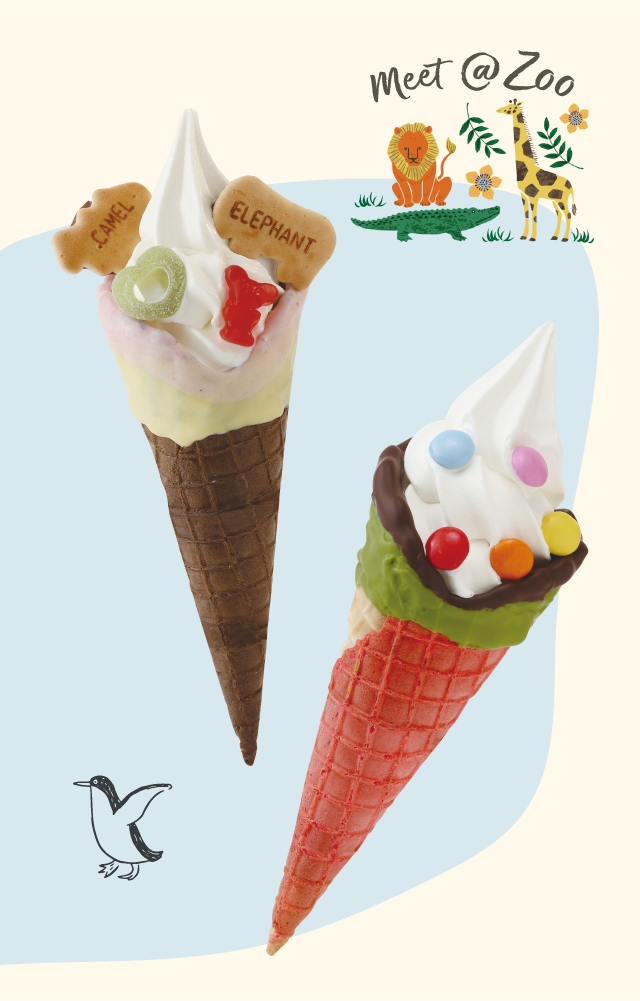 コーティング2色パフェ〜ココアワッフル〜【左】コーティング2色パフェ〜紅白〜【右】